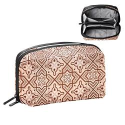 Reise Make up Tasche wasserdichte Kosmetiktasche Kulturbeutel Make up Taschen für Frauen und Mädchen,Klassisches glasiertes Fliesenmuster Braun von Generic