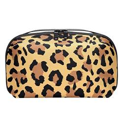 Reise Make up Tasche wasserdichte Kosmetiktasche Kulturbeutel Make up Taschen für Frauen und Mädchen,Leopard Korn Druck Weinlese von Generic