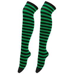 Ringelstrümpfe | Klassische Ringelsocken für Erwachsene & Kinder | Hohe Qualität mit gekämmter Baumwolle (Green, One Size) von Generic