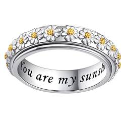 Ringordner Ringe Rotierender Ring Doppelte Farbe Frauen Mode Trend Voller Zirkon Ring Damen Schmuck Ringe Für Frauen Größe 6 10 (Silver, 10) von Generic