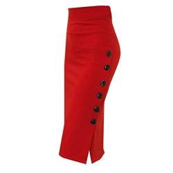 Rock Damen Knielang Business Rock Pencil Rock Bodycon Rock Elegant Freizeitrock Bleistiftrock Wickelrock Elastischer Bund Midirock Sommerrock Hohe Taille Röcke Enger Rock mit Schlitz von Generic