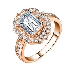 Rose Gold Promise Ringe Zartes Design Diamant Mode Ring Licht Luxus High Grade Ring Kostüm Ringe für Teenager, rose gold, 34 von Generic