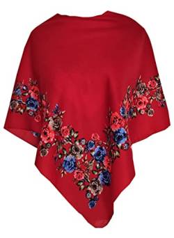Rot Damen Tuch Schal Umschlagtuch mit Blumen 80cm x 80cm von Generic
