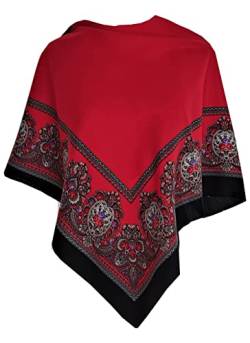 Rot mit Schwarz Damen Schal Tuch Umschlagtuch mit Paisley und Blumen 80cm x 80cm von Generic