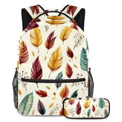 Rucksack mit Federmappe, 2-teiliges Kinder-Schulranzen-Set für Jungen, Mädchen, Teenager – Reise-Büchertasche für Schüler, Mehrfarbig #02, B：29.4x20x40cm P：19x7.5x3.8cm, Daypack Rucksäcke von Generic