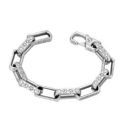 S925-Silber-Smiley-Armband mit Ringverschluss, personalisiertes S925-Silber-Smiley-Armband für Männer und Frauen, Silber, 20 cm von Generic