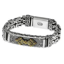 S925 Sterling Silber Herren Vajra Armband, Gothic Vintage buddhistisches Vajra Armband,Silber,18cm von Generic