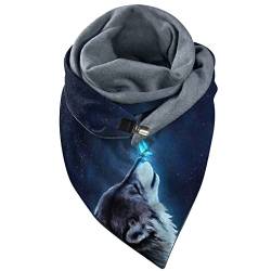 Schal Damen, Damen Schal 3D Wolf-Drucke Dreieckschal Warm Weich Winterschal Herbstschal Winddicht Poncho Schal Halswärmer Dreieckstuch Frauen Lauschig Warme Solf Halstücher Deckenschal von Generic