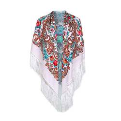 Schals für Frauen Scarves Russischer Babuschka-Schal für Damen, Schal, übergroß, traditioneller ukrainischer Retro-Stil, Bedruckte Quasten, quadratische Schals Hair Scarf for Women von Generic