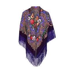 Schals für Frauen Scarves Russischer Babuschka-Schal für Damen, Schal, übergroß, traditioneller ukrainischer Retro-Stil, Bedruckte Quasten, quadratische Schals Hair Scarf for Women von Generic