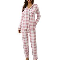 Schlafanzug Damen - Hausanzug Damen Nicki Thermo Bequemer Kuschelanzug Langarm Shirt Und Pyjamahose Kuschelige Für Frauen Mädchen Homewear Loungewear Schlafanzug Freizeitanzug von Generic