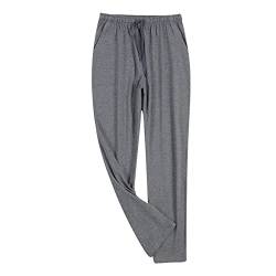 Schlafanzughose Herren Lang Pyjamahose 100% Baumwolle Nachtwäsche Hose Unifarbene Freizeithose für Herren Loungewear Sleepwear mit Taschen Elastischer Bund Pyjamahose für von Generic