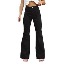 Schlaghose Damen Cordhose Elastische Taille Glocke Unterhose Freizeithose Elastische Taille Bell Bottom Hosen Casual Lange Bootcut Stretch Hosen mit Taschen von Generic