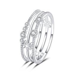 Schmuck,925 Sterling Silber CZ Shining Star Fingerringe für Frauen CZ Frau Ehering Größe Korean Style Fine Jewelry von Generic