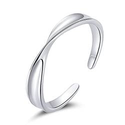Schmuck,Silber Sterling überwickelter offener Statement-Ring aus Sterlingsilber, verstellbarer minimalistischer Ewigkeits-Ehering für Frauen, Mädchen, Männer von Generic