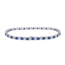 Schnurarmbänder für Frauen, lustige Armbänder, Tenniskette, handgefertigtes Armband mit weißem, blauem, rundem Zirkonia aus Sterlingsilber von Generic