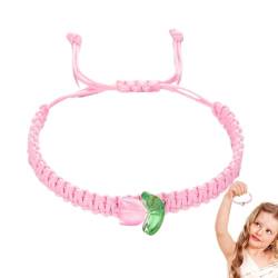 Schnurarmband,Blumenarmband - Tulpen-String-Armbänder,Handgefertigte geflochtene Seilarmbänder für Mädchen und Frauen von Generic