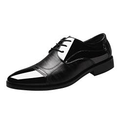 Schuhe Herren Braune Sohle Mode Herren Lederschuhe Größe Casual Low Heel Flat Solid Color British Schuhe Herren Basketball (Black, 41) von Generic