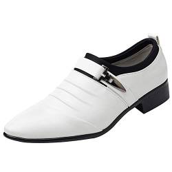 Schuhe Herren Slipper Sommer Britische Herrenlederschuhe Mode Mann Spitz Zehen formelle Hochzeit Schuhe Herren Anzug Schuhe (White, 44) von Generic