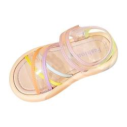 Schuhe Transparente bunte Riemen für Mädchen, PVC, weicher Boden, rutschfeste Sandalen, Strand, tägliche Freizeitschuhe Baby Schuhe (Pink, 32 Big Kids) von Generic