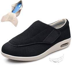 Schuhe für geschwollene Füße bei Arthritis, diabetische Schuhe, diabetisches Ödem, Plantarfasziitis, geschwollene Füße bei Arthritis, dicker und breiter, Schuhe für ältere Menschen (schwarz, UK 9,5 (2 von Generic