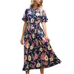 Schwarzes Kleid Damen Sale Angebote Knielang Ärmellos Kleid Sexy Elegant Kleid Boho Strandkleid Vorne Kurz Hinten Lang Vintage Knielang Falten Retro Kleid High Waist Boho Kleid Mini Strandkleid F von Generic