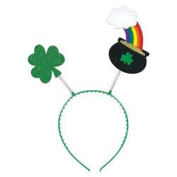 Schweißband Set St. Day Grünes irisches Stirnband für Erwachsene, Festival-Regenbogen-Stirnband Stirnband Schwarz Damen Perlen (Black, One Size) von Generic