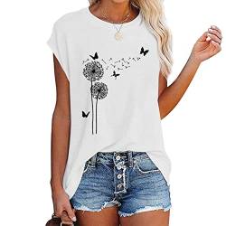 Shirt Damen T-Shirt ärmellose Bluse Tops Shirt Oberteile Frauen Schwarz Kleidung Frau Sommer Shirts Top Damen V-Ausschnitte Tshirt Casual Rundhals Klamotten Teenager Mädchen von Generic