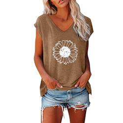 Shirt Damen T-Shirt ärmellose Bluse Tops Shirt Oberteile Frauen Schwarz Kleidung Frau Sommer Shirts Top Damen V-Ausschnitte Tshirt Casual Rundhals Klamotten Teenager Mädchen von Generic