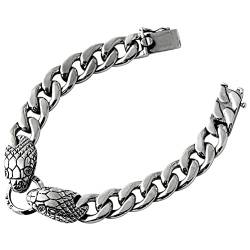 Silber Armband S925 Sterling Silber Herrisches Doppelschlangen Armband21Cm59G von Generic
