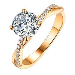 SilverGold Ringe Größe Schmuck Weiß Strass 5-11 Damen 925 Ring Eheringe Der Ring Finger, gold, 7 von Generic