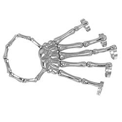 Skeleton Hand Armband Legierung Geist Klaue Bangle Übertreiben Gothic Finger Ring Cosplay Kostüm für Männer Frauen (Silber) von Generic