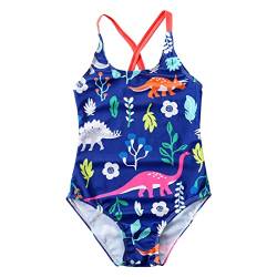 Sommer-Badeanzug Mädchen Mode süß und süß Kinder Badeanzug Dinosaurier Badeanzug Kinder Badeanzug Zweiteiliger Badeanzug (Blue, 4-5 Years) von Generic