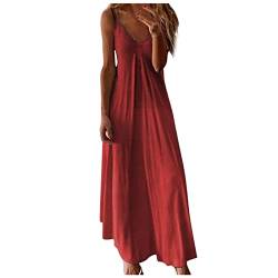 Sommerkleid Damen Boho Strandkleid Maxikleid Lang Wickelkleid Ärmelloses Trägerkleid Elegantes Cami Kleider Spaghettiträger Freizeitkleid A-Linien Damenkleider Sommer Beach Dress für Frauen von Generic