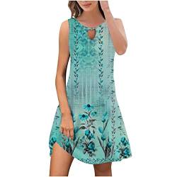 Sommerkleid Damen Knielang Elegante Blütenärmel Tshirt Kleider Lässig Kurzarm/Ärmellos Boho Strandkleid Sommer Rundhals Minikleid Bunt Blümchen Druck Partykleid Freizeitkleid Tagesangebote Heute von Generic