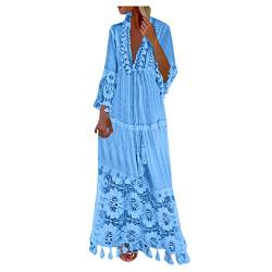 Sommerkleid Damen Lang Maxikleid, mit Blumen Elegant Große Größen Kurzarm Blusenkleid Freizeitkleid A Linie Leicht Luftig Maxi Boho Kleid Sommerkleid Festlich Sexy Curvy Schick Strandkleid von Generic