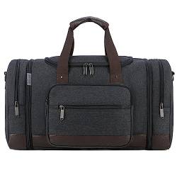 Sport Reisetasche Herren-Gepäcktasche aus Segeltuch, großes Fassungsvermögen, Sport- und Fitness-Reisetasche, mehrere Farben erhältlich (Farbe : Black, Size : 52x23x35cm) von Generic