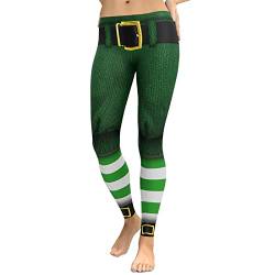 St. Patrick's Day Sportliche Irische grüne Kleeblatt-Strumpfhose für Damen, gestreift, ultraweich, Po-Lifting, Lucky High Waisted Leggings, Yogahose für Damen, Outfits, leicht, armee-grün, M von Generic