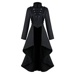 Steampunk Damen Jacke- Gothic Frack Damen Mantel -Punk Gehrock Damen Mittelalter Viktorianischen Mäntel Renaissance Palast Vintage Smoking Klied für Frauen Halloween Kostüm Karneval Party Kleidung von Generic