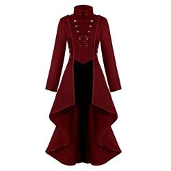 Steampunk Damen Jacke- Gothic Frack Damen Mantel -Punk Gehrock Damen Mittelalter Viktorianischen Mäntel Renaissance Palast Vintage Smoking Klied für Frauen Halloween Kostüm Karneval Party Kleidung von Generic