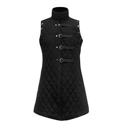 Steampunk Hemd Herren - Retro Gothic Windjacke Lederweste Umhang Mantel ärmellos Einfarbig Kleid Strickjacke Lange Jacke Mittelalter Kleidung von Generic