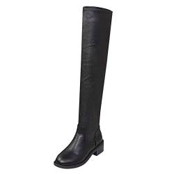 Stiefeletten Damen Boots für Damen Overknee-Stiefel für Damen Chunky High Boot Damen Schuhe Sommer Keilabsatz Vorne Zu (D-Black, 38) von Generic