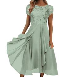 Strandkleid Damen Lang, mit Blumen Leicht Luftig Große Größen Maxi Blusenkleid Strandkleid A Linie Kurzarm Elegant Sexy Boho Kleid Maxikleid Curvy Schick Festlich Freizeitkleid Sommerkleid von Generic