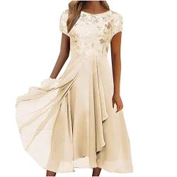 Strandkleid Damen Lang, mit Blumen Leicht Luftig Große Größen Maxi Blusenkleid Strandkleid A Linie Kurzarm Elegant Sexy Boho Kleid Maxikleid Curvy Schick Festlich Freizeitkleid Sommerkleid von Generic