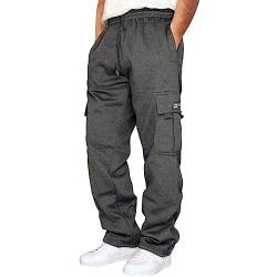 Stretch Jogginghose für Männer Atmungsaktiv Sweathose Jungen Geradem Schnitt Freizeithose Jogger Einfarbig Trainingshose Herren Bundgummi Elastische Hosen Relaxing Hose Breites Bein Winter Hosen von Generic