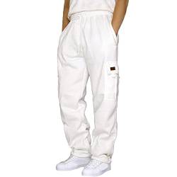 Stretch Jogginghose für Männer Atmungsaktiv Sweathose Jungen Geradem Schnitt Freizeithose Jogger Einfarbig Trainingshose Herren Bundgummi Elastische Hosen Relaxing Hose Weiß M von Generic