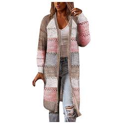 Strickjacke Damen Lang Damen Grobstrick Pullover Strickmantel Damen Cardigan Lang Dünne Jacke Sweatshirt Mantel Jacke Tops üBergangsjacke Tailliert Lose Mantel Coat Jacke von Generic