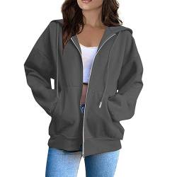 Strickjacke Damen Schwarz,Damen Laufjacke Sportjacke Trainingsjacke Langarm Fitness Yoga Jacke Leicht Atmungsaktive Full Zip Sweatjacke mit Taschen Daumenloch,College Jacke Damen,Dunkelgrau,M von Generic