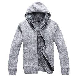 Strickjacke Herren Winterjacke Mit Kapuze Zipper Kapuzenpullover Oversize Sweat Jacken Kapuzenjacke Herbst Winter Sweatshirt Kapuzenpullover Hoodie Pullover Streetwear Tops Paar Geschenke Grau M von Generic