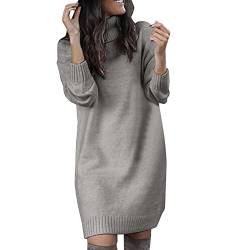 Strickkleid Für Damen Warme Strick Winterkleid Pulloverkleid Pulli Kleid Langarm Wollkleid Lang Sweater Kleid Strickkleider Longpullover Einfarbig Herbst Minikleid Strickkleid von Generic